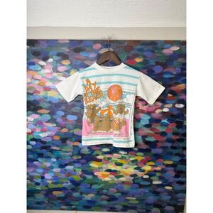 Vintage 1988 BJ Frog A Day At The Beach T-Shirt Pilgrim Kids M 5-6 Single Stitch